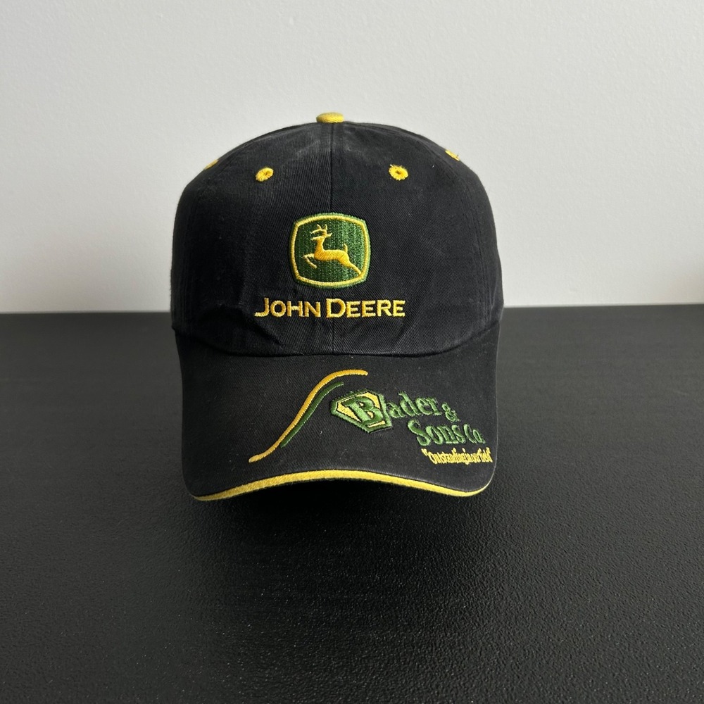 Vintage John Deere Hat Cap Snap Back Adjustable Black Bader & Sons Tractor Adult